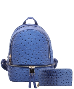 Ostrich Croc 2in1 Backpack Wallet Set OS1082W ROYAL BLUE